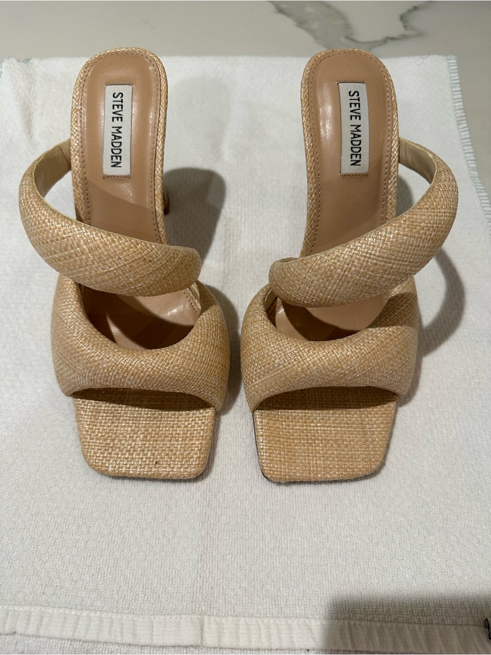 Raffia Beige Woven High Heel Sandal - Picture 2 of 4